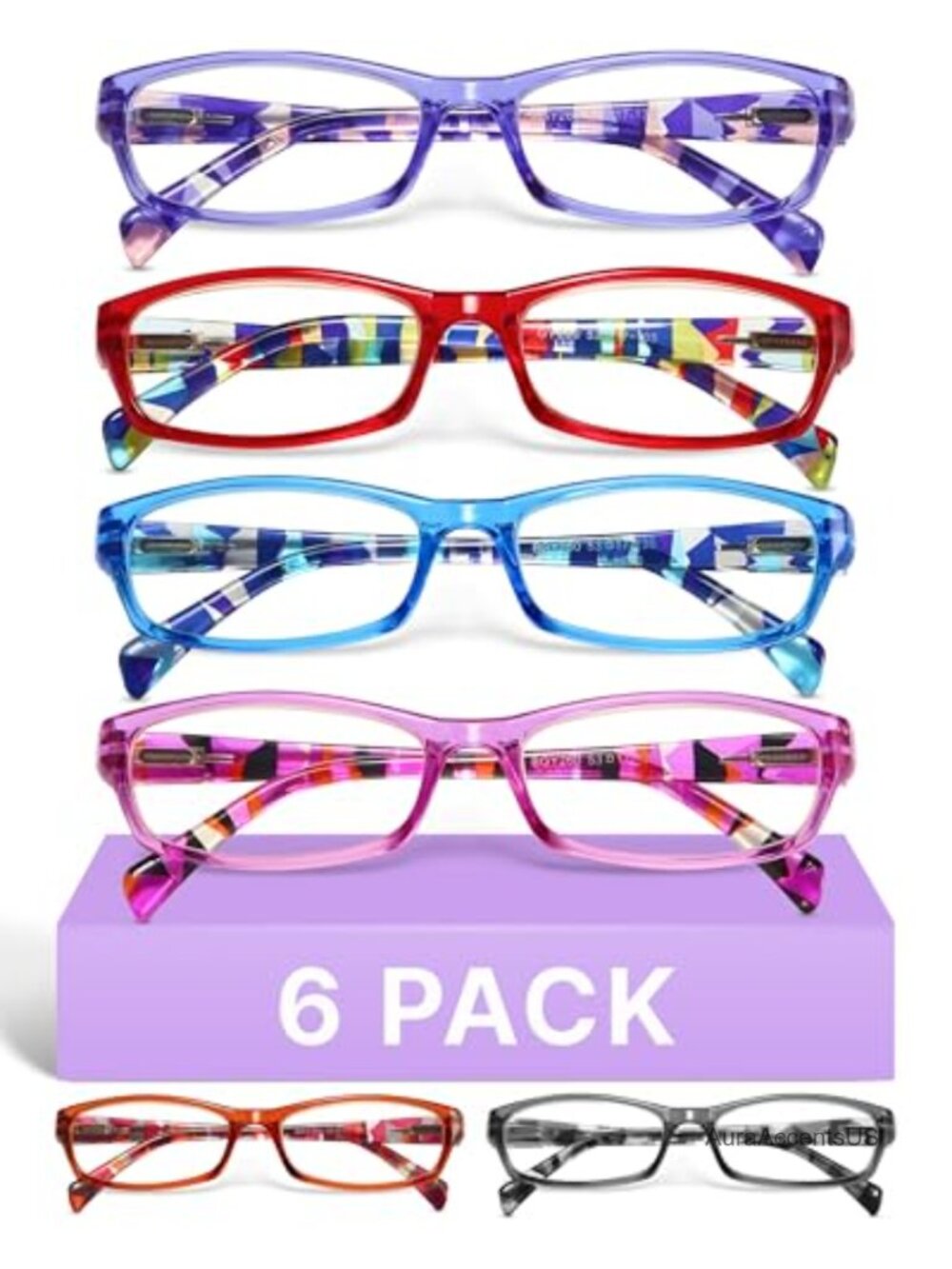2.25 Blue Light Reading Glasses 6 Pack Spring Hinge Readers for Women